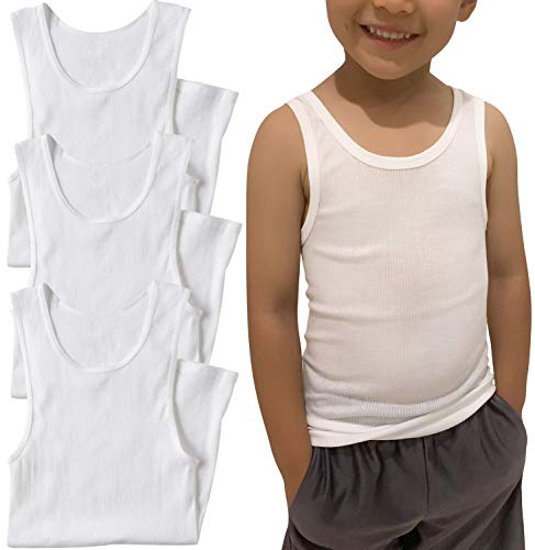 ToBeInStyle Boy's 3 Pack Basic White A-Shirt ToBeInStyle Boy's 3 Pack Basic White A-Shirt